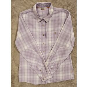 Orvis Button Up Blouse Purple White Plaid Gingham, Flat Creek, New Woman's Sz S
